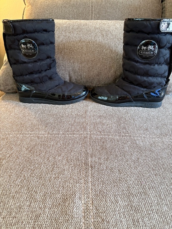 Coach Shoes - Coach Black Quilted Logo Mid-Calf Boots